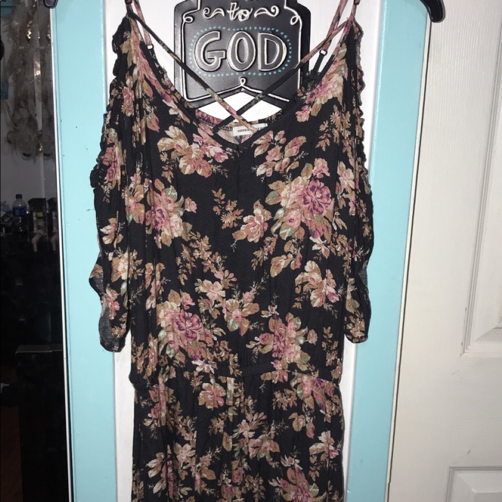 Adorable black floral romper